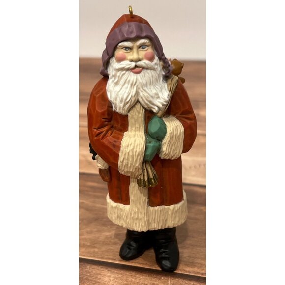 1986 HALLMARK KEEPSAKE ORNAMENT QXO440-3 OLD FASHIONED SANTA HANDCRAFTED - Picture 1 of 8